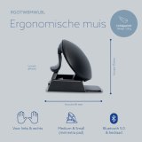 R-Go Tools Ergonomische muis R-Go Twister, met pauzesoftware, ambidexter voor links en rechts, inklapbaar, Bluetooth en bedraad