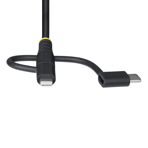 StarTech.com 1m Robuuste USB Multi Oplaadkabel, USB naar Lightning/Micro-USB/Type-C, Apple MFi Gecertificeerd, Aramide Mantel, Universele 3-in-1 USB Laadkabel voor iPhone/iPad/Android