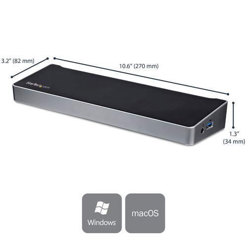 StarTech.com 4K USB-C Dock, Triple UHD 4K Monitor Docking Station, Mac & Windows, USB C to HDMI & DisplayPort, 60W Power Delivery, 5x USB 5Gbps Hub