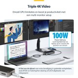 StarTech.com USB-C Triple Monitor Docking Station - HDMI/DP Triple 4k USB-C Dock - 5x USB Hub - GbE - 100W PD - Universeel Multi Monitor Docking Station - Thunderbolt 3/4 Compatibel
