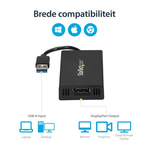 StarTech.com USB 3.0 naar 4K DisplayPort externe Multi-Monitor grafische videoadapter – DisplayLink gecertificeerd – Ultra HD 4K