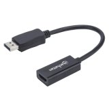 Manhattan DisplayPort 1.1 naar HDMI adapterkabel, 1080p@60Hz, 15 cm, mannelijk naar vrouwelijk, actieve signaalomzetting, met vergrendeling, niet bi-directioneel, zwart, 3 jaar garantie, equivalent aan DP2HDMI