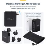 StarTech.com 140W USB-C Wandlader, 3x USB-C/1x USB-A, APFC, PD 3.1 Internationale GaN Power Adapter voor MacBook/Dell XPS/Inspiron