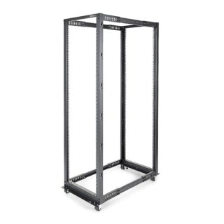 StarTech.com 4-Post 42U Mobiel Open Frame Server Rack, 19" Patchkast met Wielen en 4 Stijlen, Open Serverkast met Verstelbare Diepte voor Computer / AV / Netwerk Apparatuur - Wielen, Stelvoeten of Vloermontage