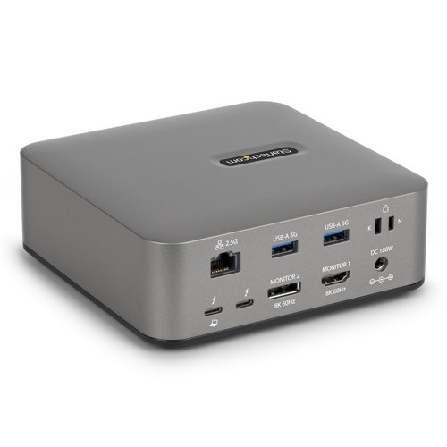 StarTech.com Thunderbolt 5 Universeel Docking Station, Multi-Display Hub, 8K 60Hz of 4K 144Hz, 120Gbps Bandwidth Boost, 140W PD, 30W Phone Charging, USB 10Gbps, 2.5G LAN