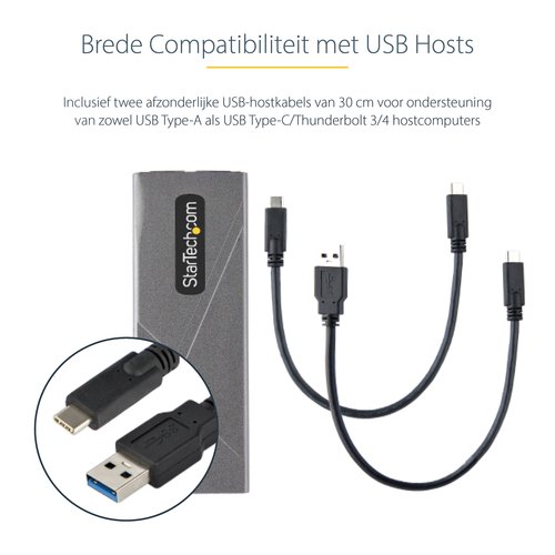 StarTech.com USB-C 10Gbps naar M.2 NVMe or M.2 SATA SSD Behuizing, Gereedschaploze Externe M.2 PCIe/SATA NGFF SSD Aluminum Case, USB Type-C&A Host Kabels, Ondersteunt 2230/2242/2260/2280