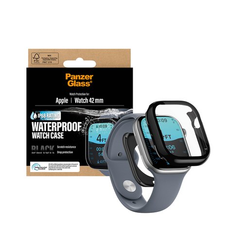 PanzerGlass ® Waterproof Full Body Case Black Apple Watch Series 11 | 10 | 42mm Doorzichtige schermbeschermer 1 stuk(s)