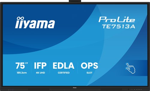 iiyama TE7513A-B2AG beeldkrant Interactief flatscreen 190,5 cm (75") Wifi 500 cd/m² 4K Ultra HD Zwart Touchscreen Type processor Android 24/7