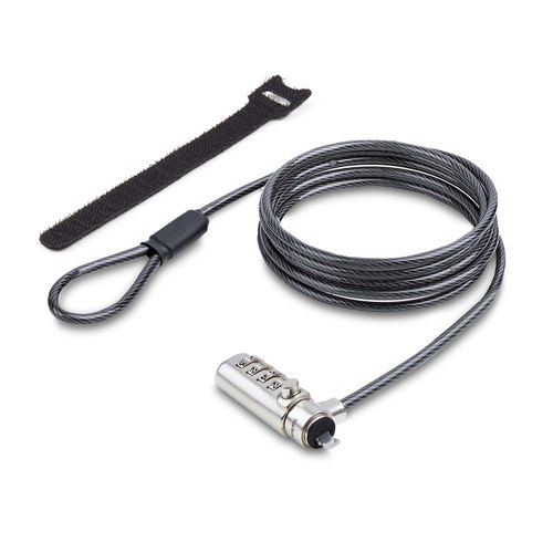 StarTech.com Dun Noble Wedge® Compatibel Laptop Kabelslot, 1,5m Laptop Beveiligingskabel, Anti-Diefstal Slot voor Laptop/Notebook, Snijbestendige Kabel, 4-Cijferslot