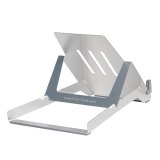 R-Go Tools Laptophouder R-Go Riser Basic, inklapbare en verstelbare laptopverhoger, aluminium, zilver