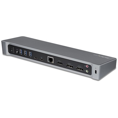 StarTech.com 4K USB-C Dock, Triple UHD 4K Monitor Docking Station, Mac & Windows, USB C to HDMI & DisplayPort, 100W Power Delivery, 5x USB 5Gbps Hub