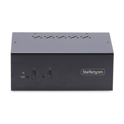 StarTech.com 2-Port Dual-Monitor DisplayPort KVM Switch, 4K 60Hz, 2x USB 5Gbps Hub Ports, 2x USB 2.0 HID Ports, Hotkey en Drukknop Schakelaar, TAA Compliant, ESD Level 3 Bescherming