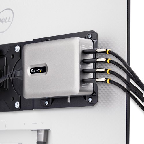 StarTech.com 4-Port Multi-Device USB-C Oplader, Totaal 240W, Single Port 140W EPR, PD 3.1, Poorten met Schroefvergrendeling, Opbouwmontage, Ideaal voor Vergaderzalen