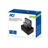 ACT 2,5" en 3,5" SATA dual HDD/SSD dockingstation, USB 3.2 Gen1