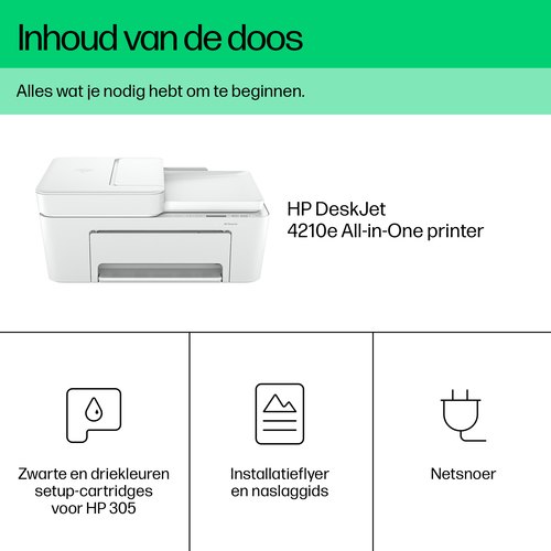 HP DeskJet 4210e Draadloos All-in-One Kleur Printer, Instant Ink; Kopieerapparaat, scanner