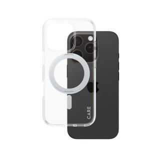 PanzerGlass CARE™ by ® Case Transparent w. Silver Kickstand & MagSafe iPhone 16 Pro mobiele telefoon behuizingen Hoes Transparant