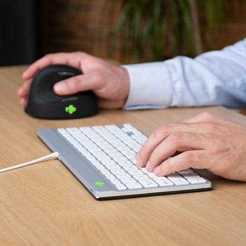 R-Go Tools Ergonomisch toetsenbord R-Go Compact Break, compact toetsenbord met pauzesoftware, QWERTY (US), bedraad, wit