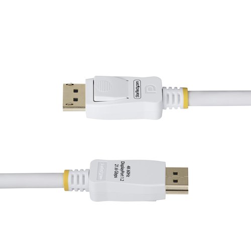 StarTech.com 3m VESA Gecertificeerde DisplayPort 1.2 Kabel, Wit, 4K 60Hz, 21.6Gbps, Vergrendelbare DP Connectors, DP 1.2, DisplayPort Kabel, DP Monitor Kabel, M/M