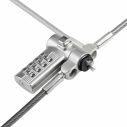 StarTech.com 2m Universeel Laptop Kabelslot, Security Kabel met Vooraf Ingesteld Combinatieslot, Compatibel met Noble Wedge&reg;/Nano/K-Slot, Cijferslot zonder Sleutel, TAA