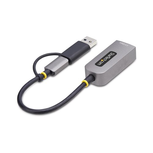 StarTech.com 2.5GbE USB-C naar Ethernet Adapter met USB-A Converter, NBASE-T NIC, USB 3.0 Type-C 2.5/1G Multi Speed Netwerk, Thunderbolt Compatibel, Windows & Mac
