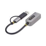 StarTech.com 2.5GbE USB-C naar Ethernet Adapter met USB-A Converter, NBASE-T NIC, USB 3.0 Type-C 2.5/1G Multi Speed Netwerk, Thunderbolt Compatibel, Windows & Mac