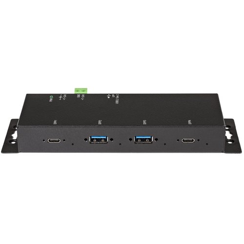 StarTech.com 4 Port USB C Hub 10Gbps - Industrial USB-C Hub - 2x USB-C & 2x USB-A - ESD Overspanningsbeveiliging - USB-C of USB-A Host - Monteerbare Metalen USB 3.2 Gen 2 Type-C Hub met Voeding