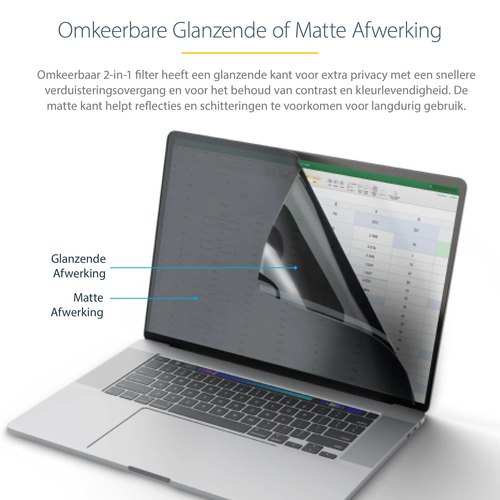 StarTech.com 14-inch MacBook Pro M1 M2 M3 M4 Flip-Over Laptop Privacy Filter, Blauw Licht Filter, Dubbelzijdig, Anti-Reflectie Mat of Glanzend