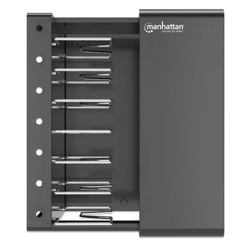 Manhattan Laadkast voor 7 apparaten, laden via interne AC-adapters (EU) (installatie van voedingskabels van apparaten vereist), geschikt voor ALLE laptops tot 16", iPad, MacBook en Chromebook, vakken 402×50×290 mm, afsluitbaar