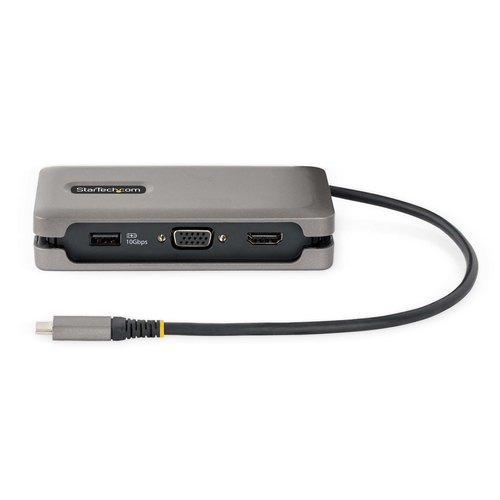 StarTech.com USB-C Multiport Adapter, 4K 60Hz HDMI/VGA, 3-Port USB Hub, 100W Power Delivery Pass-Through, GbE, Travel Docking Station met Charging, Mini Dock, 30cm Wrap-Around Kabel