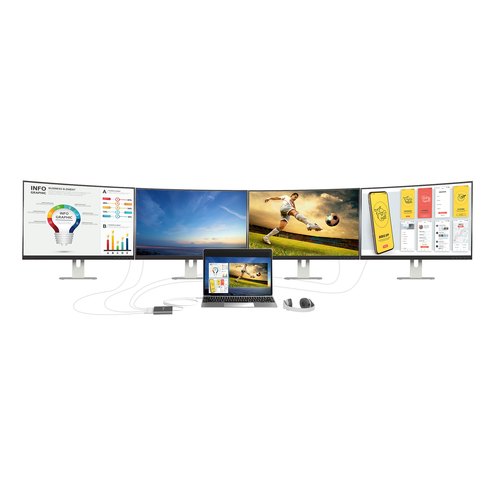 j5create JCA366-N USB-C™ naar 4-Port HDMI™ Multi-Monitor Adapter