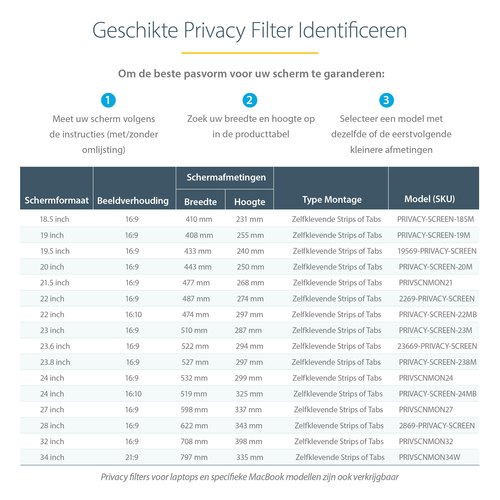 StarTech.com 22-inch 16:9 Computer Monitor Privacy Filter, Anti-Glans Privacyscherm met 51% Blauw Licht Reductie, Monitor Screen Protector met +/- 30 Grad. Kijkhoek