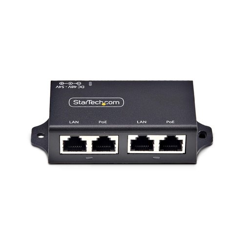 StarTech.com 2-Port Gigabit Midspan PoE+ Injector, 10/100/1000Mbps, PoE+ (802.3af/at), 30W, 1Gbps Ethernet, Wandmonteerbaar, Onbeheerde Inline Power Over Ethernet