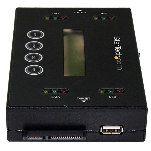 StarTech.com 1:1 Standalone Hard Drive Cloner & Wisser, USB Thumb Drive en SATA HDD/SSD Disk Kloner & Disk Eraser, LCD display, TAA Compliant, OS Onafhankelijk