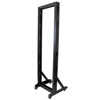 StarTech.com 2-Post 42U Mobiel Open Frame Server Rack, 19in Patchkast met Wielen en 2 Stijlen, Open Serverkast voor AV/Data/Media/IT/Netwerk Apparatuur, Computer Rack voor Thuis/Kantoor - Inclusief Wieltjes