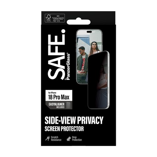 PanzerGlass SAFE. by ® Privacy Screen Protector iPhone 18 Pro Max | Ultra-Wide Fit m. EasyAligner Doorzichtige schermbeschermer 1 stuk(s)