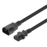 Manhattan Voedingskabel C14 male naar C13-connector, voor aansluiting monitor op pc, 5 m, 10 A, zwart, netkabel, levenslange garantie