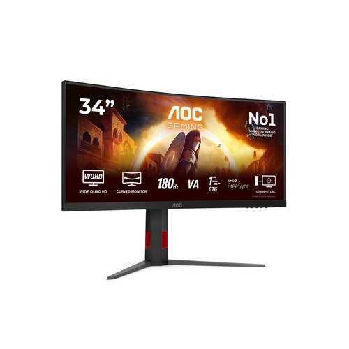 AOC G4 CU34G4 computer monitor 86,4 cm (34") 3440 x 1440 Pixels Wide Quad HD LED Zwart, Rood