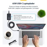 StarTech.com 65W USB-C Laptop Oplader met 1,5m Geïntegreerde USB-C Kabel, Power Adapter Brick voor Dell, XPS, HP ProBook, MacBook Pro, Microsoft Surface Pro
