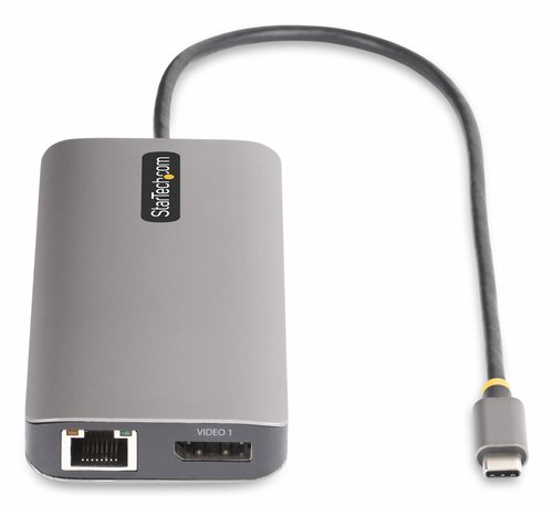 StarTech.com USB-C Triple Monitor Multiport Adapter, 5Gbps, Dual 4K 60Hz + 4K 30Hz HDMI & DisplayPort, 4-Port USB Hub, 100W PD Pass-Through, GbE, SD/MicroSD Kaartlezers