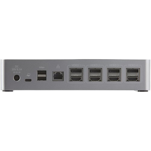 StarTech.com USB-C Dock, 4K 60Hz Quad Monitor DisplayPort & HDMI, Universeel USB Type-C Docking Station met 100W Power Delivery, USB Hub met 1x USB Type-C & 3x USB-A, Ethernet, Audio