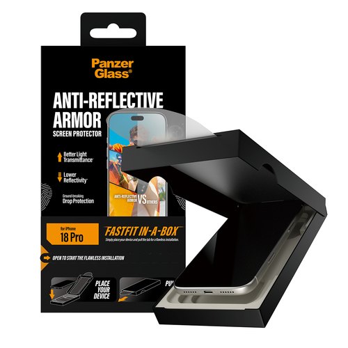 PanzerGlass ® Anti-reflective Armor Screen Protector iPhone 18 Pro | Ultra-Wide Fit w. FASTFIT IN-A-BOX Doorzichtige schermbeschermer 1 stuk(s)