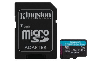 Kingston Technology 1TB microSDXC Canvas Go! Plus Gen4 200MB/s A2 U3 V30 kaart + adapter