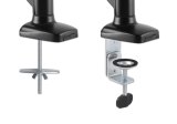 Manhattan Bureaubeugel voor TV’s en monitoren (Volledig Verstelbaar met veer), voor schermen 13"–27", met tafelklem of bladdoorvoer, VESA-compatibiliteit: 75x75 en 100x100 mm (controleer de afmetingen van de vier montagegaten aan de achterzijde), max. 9 kg, zwart