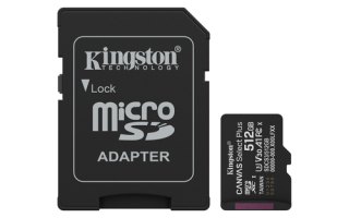 Kingston Technology 512GB microSDXC Canvas Select Plus Gen3 150MB/s A1 kaart + adapter