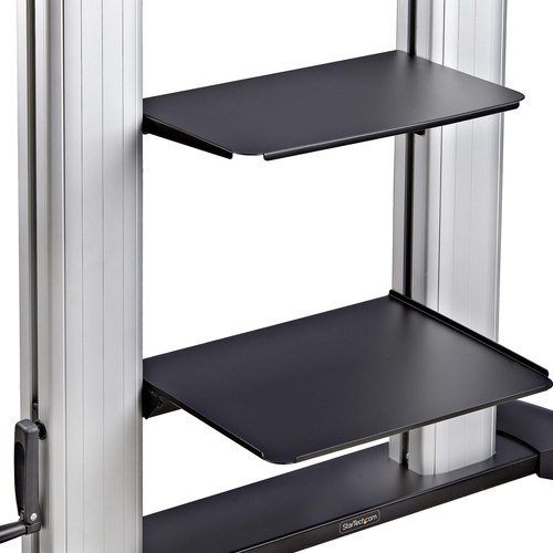 StarTech.com Verrijdbare TV Standaard op Wielen voor 60-100inch Flat Screens tot 100kg, In Hoogte Verstelbaar via Krukas, Mobiele Televisie Standaard/Trolley