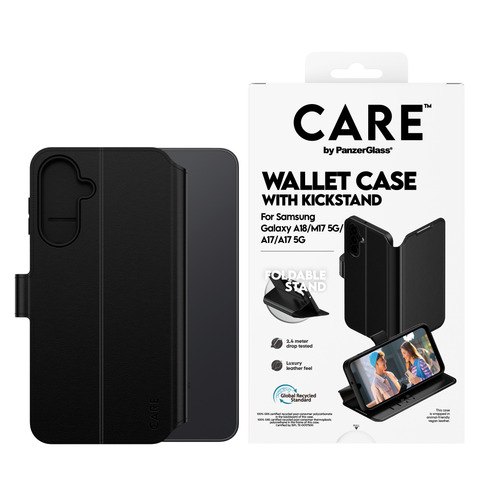 PanzerGlass CARE™ by ® Wallet Case Samsung Galaxy A18 | M17 5G | A17 | A17 5G mobiele telefoon behuizingen Hoes Zwart