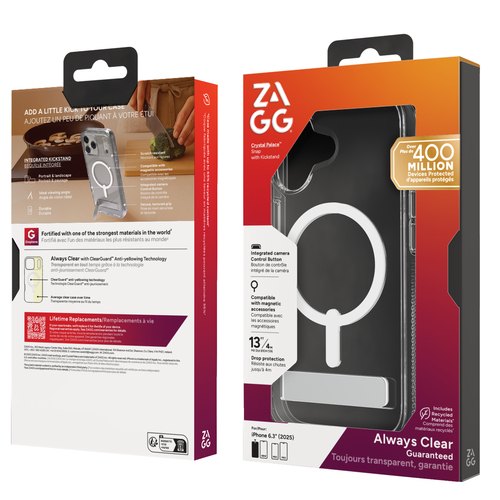 ZAGG Crystal Palace Snap Kickstand (Button Cover) mobiele telefoon behuizingen 16 cm (6.3") Hoes Transparant