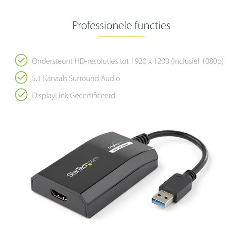 StarTech.com USB 3.0-naar-HDMI externe Multi-Monitor grafische videoadapter voor Mac & pc – DisplayLink gecertificeerd – HD 1080p