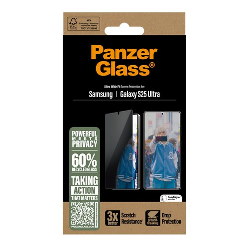 PanzerGlass ® 2-Way Privacy Screen Protector Samsung Galaxy S25 Ultra | Ultra-Wide Fit Doorzichtige schermbeschermer 1 stuk(s)