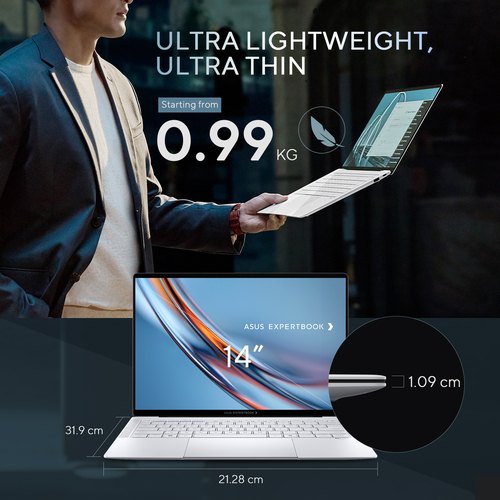 ASUS ExpertBook Ultra B9406CAA-TH0873X Copilot+ PC Intel Core Ultra 7 356H Laptop 35,6 cm (14") Touchscreen WQXGA+ 32 GB LPDDR5x-SDRAM 1 TB SSD Wi-Fi 7 (802.11be) Windows 11 Pro Grijs AZERTY Belgisch